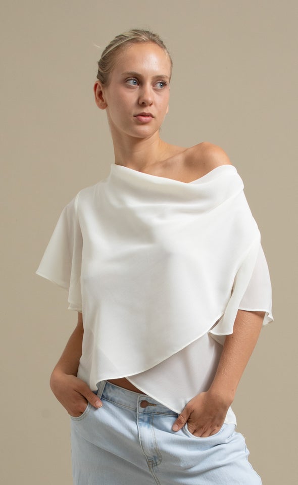 Yoryu Cowl Neck Tee Cream