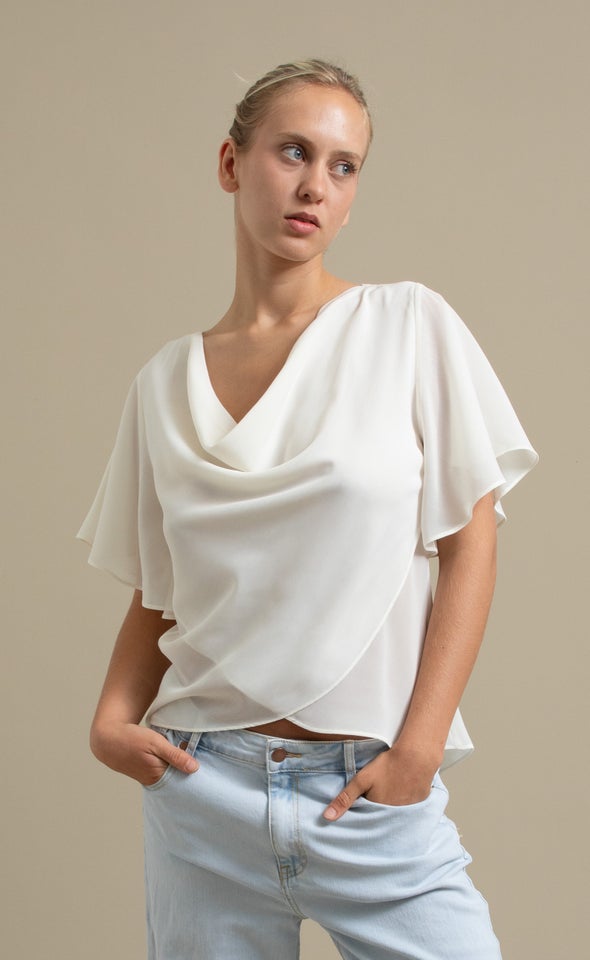 Yoryu Cowl Neck Tee Cream